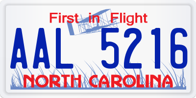 NC license plate AAL5216