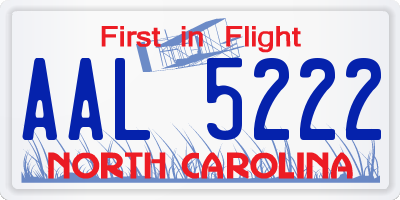 NC license plate AAL5222