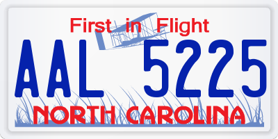 NC license plate AAL5225