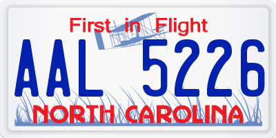 NC license plate AAL5226