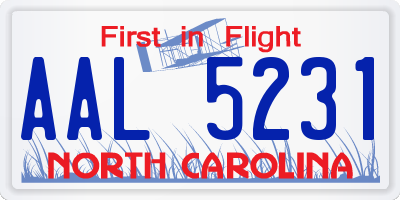 NC license plate AAL5231