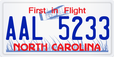 NC license plate AAL5233