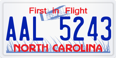 NC license plate AAL5243