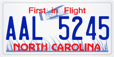 NC license plate AAL5245