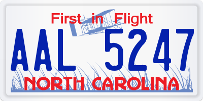 NC license plate AAL5247