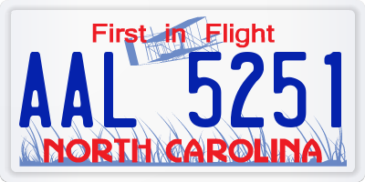 NC license plate AAL5251