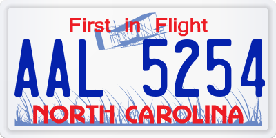 NC license plate AAL5254