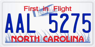 NC license plate AAL5275