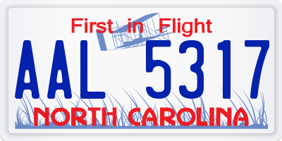 NC license plate AAL5317