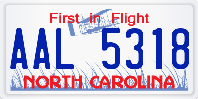 NC license plate AAL5318