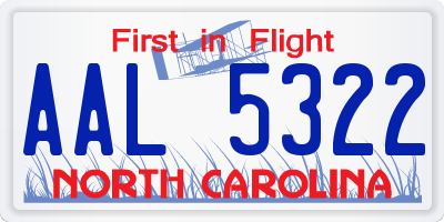 NC license plate AAL5322