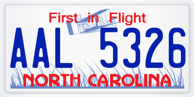 NC license plate AAL5326