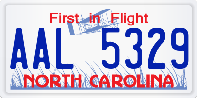 NC license plate AAL5329