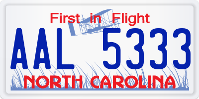 NC license plate AAL5333