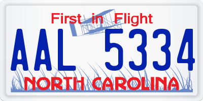 NC license plate AAL5334
