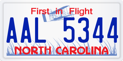 NC license plate AAL5344