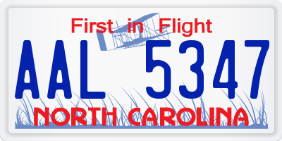 NC license plate AAL5347