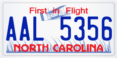 NC license plate AAL5356