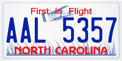 NC license plate AAL5357