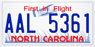 NC license plate AAL5361