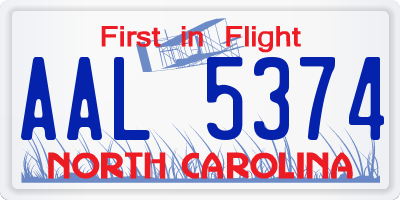 NC license plate AAL5374