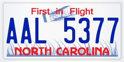 NC license plate AAL5377