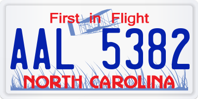 NC license plate AAL5382