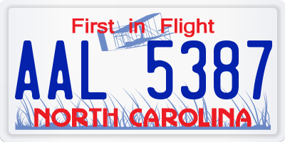 NC license plate AAL5387