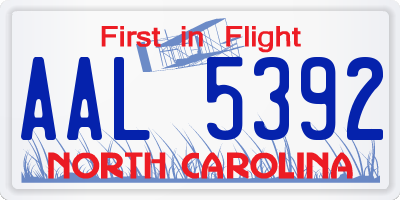 NC license plate AAL5392