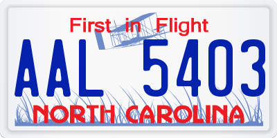 NC license plate AAL5403