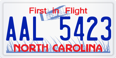 NC license plate AAL5423