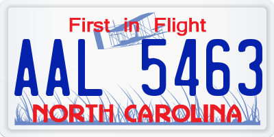 NC license plate AAL5463