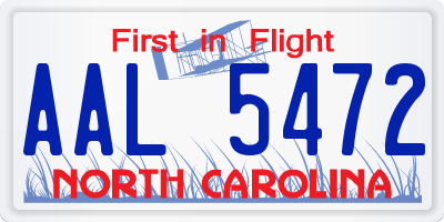 NC license plate AAL5472