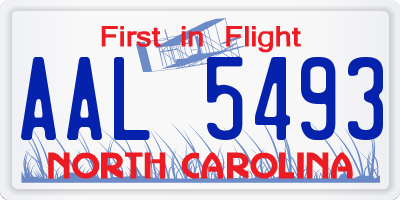 NC license plate AAL5493