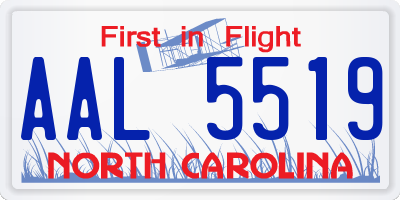 NC license plate AAL5519