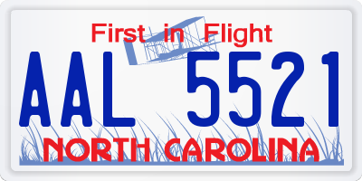 NC license plate AAL5521