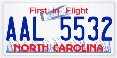 NC license plate AAL5532