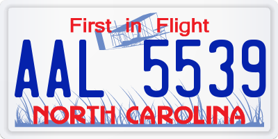 NC license plate AAL5539