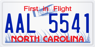 NC license plate AAL5541