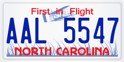 NC license plate AAL5547