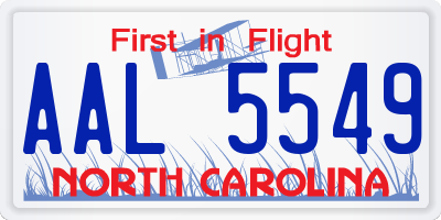 NC license plate AAL5549