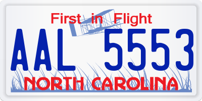 NC license plate AAL5553