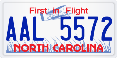 NC license plate AAL5572