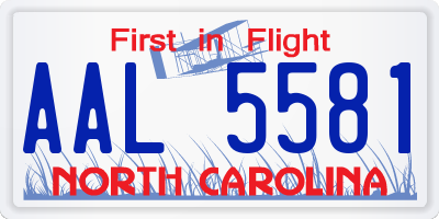NC license plate AAL5581