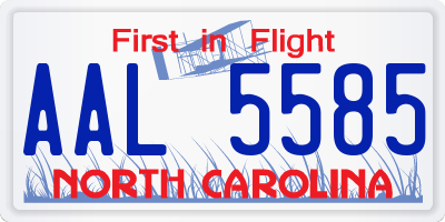 NC license plate AAL5585