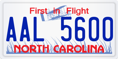 NC license plate AAL5600