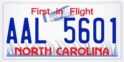 NC license plate AAL5601