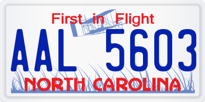 NC license plate AAL5603