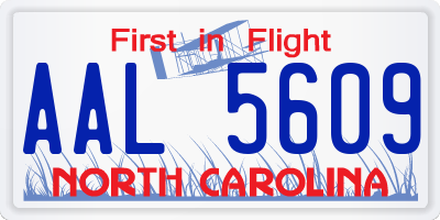 NC license plate AAL5609