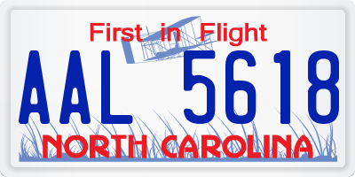 NC license plate AAL5618